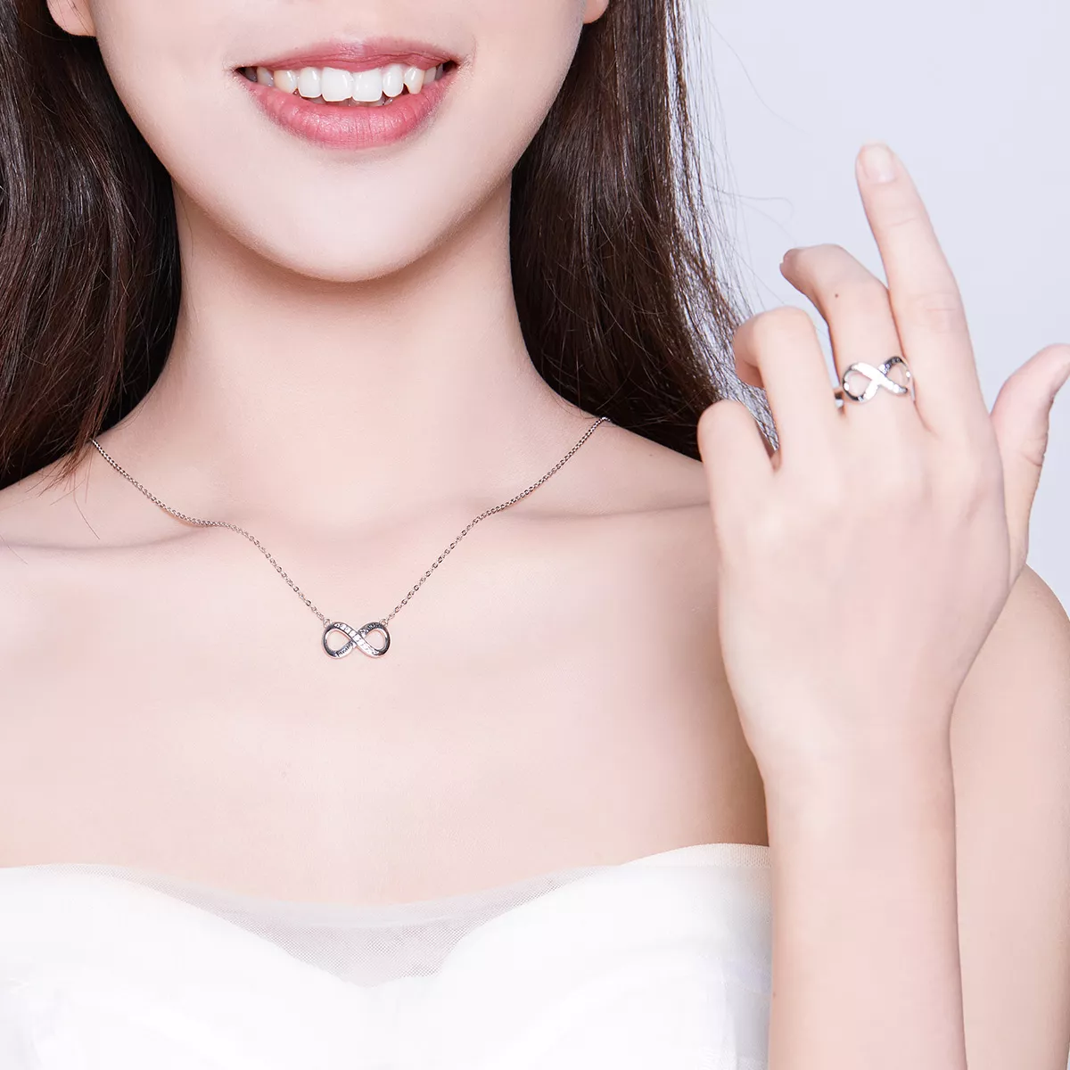 Conjunto de joias Dois tons Amor sem fim estilo Pandora - SET010