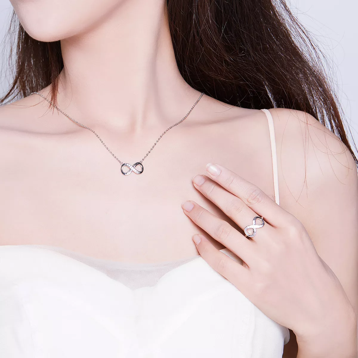 Conjunto de joias Dois tons Amor sem fim estilo Pandora - SET010