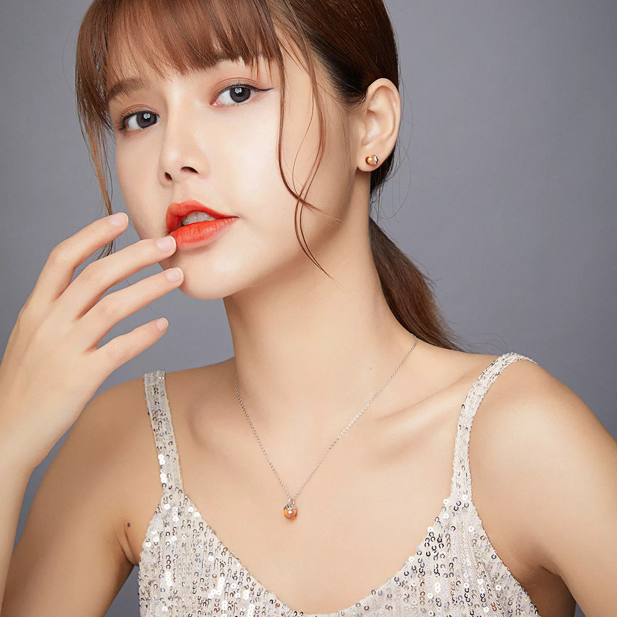 Conjunto de joias Dois tons Bolotas Brilhantes estilo Pandora - SET019