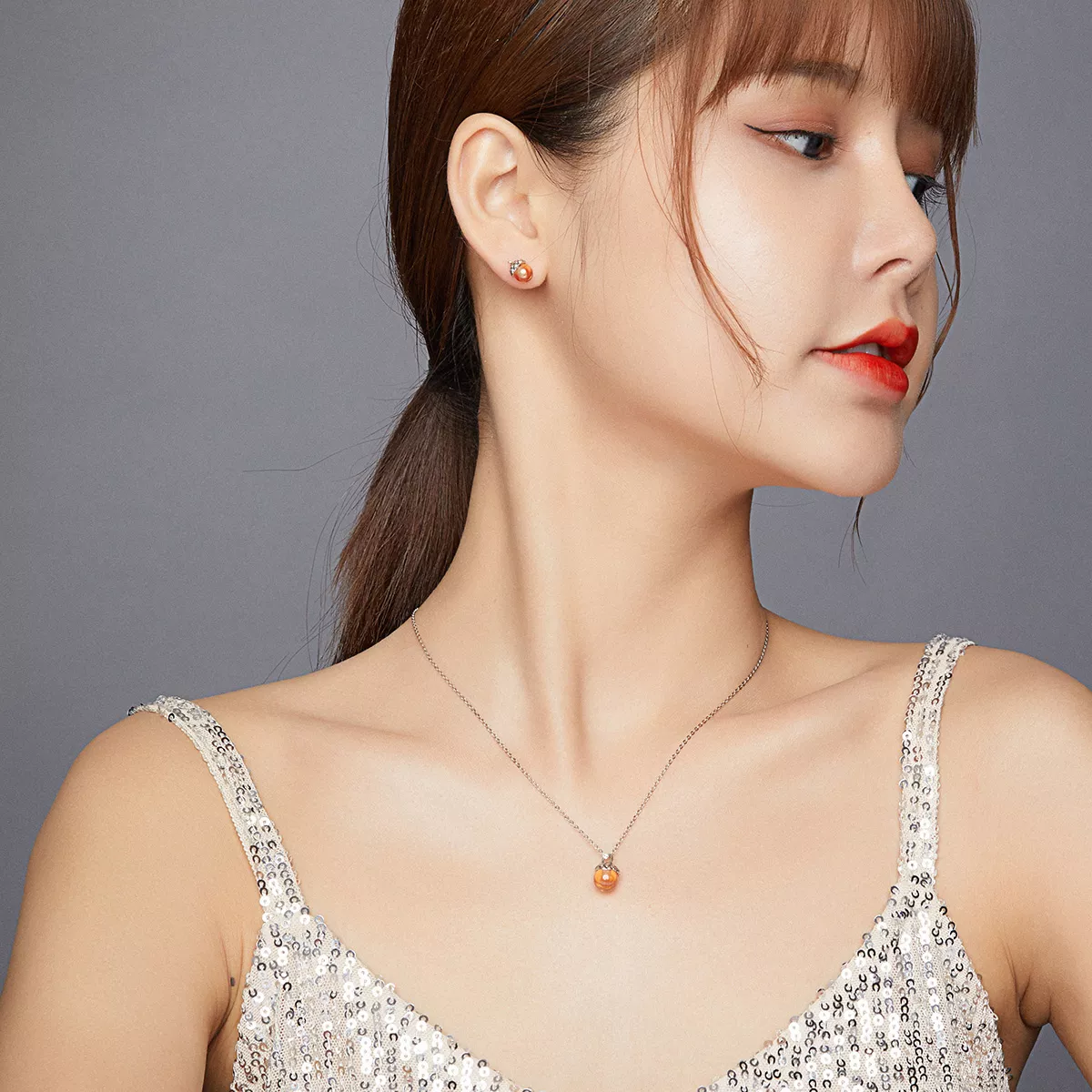 Conjunto de joias Dois tons Bolotas Brilhantes estilo Pandora - SET019