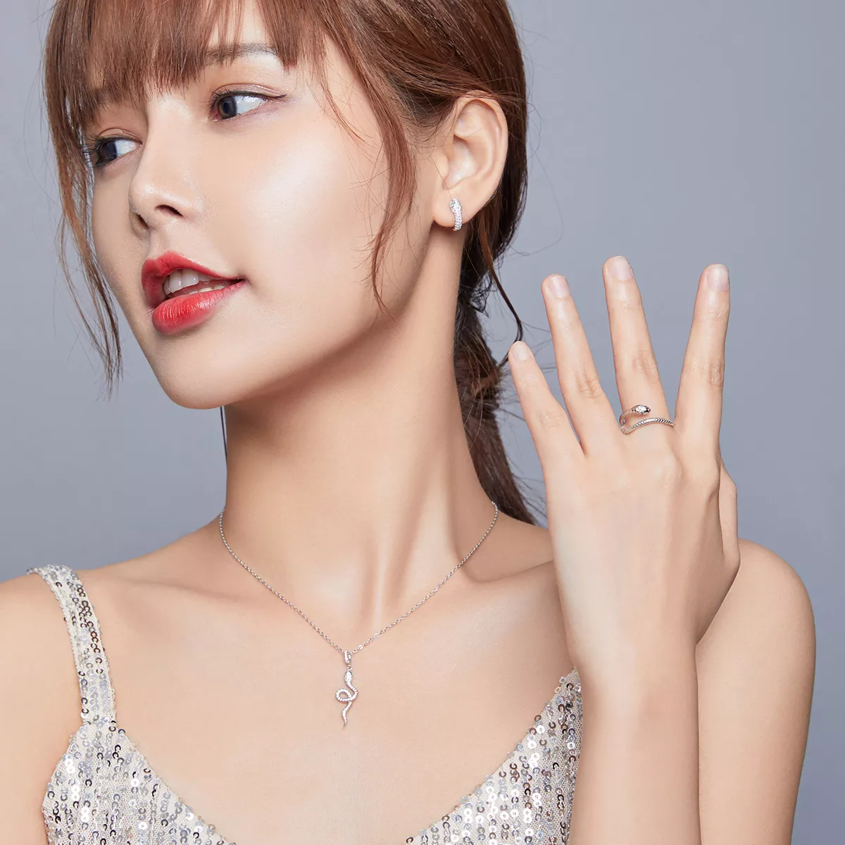 Conjunto de joias Dois tons Cobras estilo Pandora - SET020