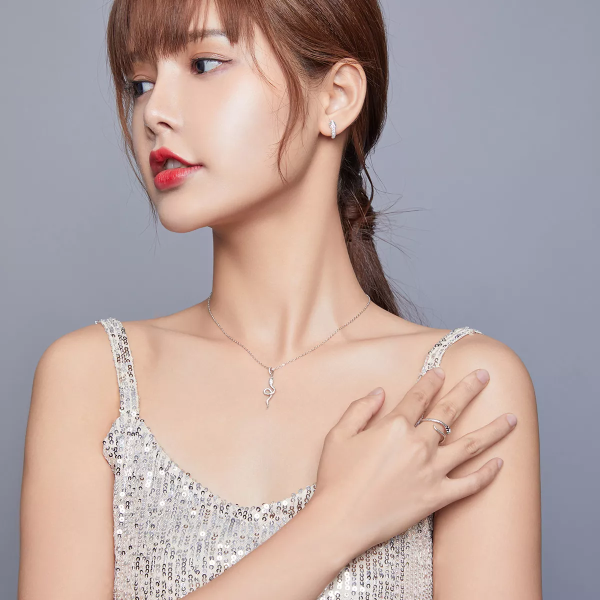 Conjunto de joias Dois tons Cobras estilo Pandora - SET020