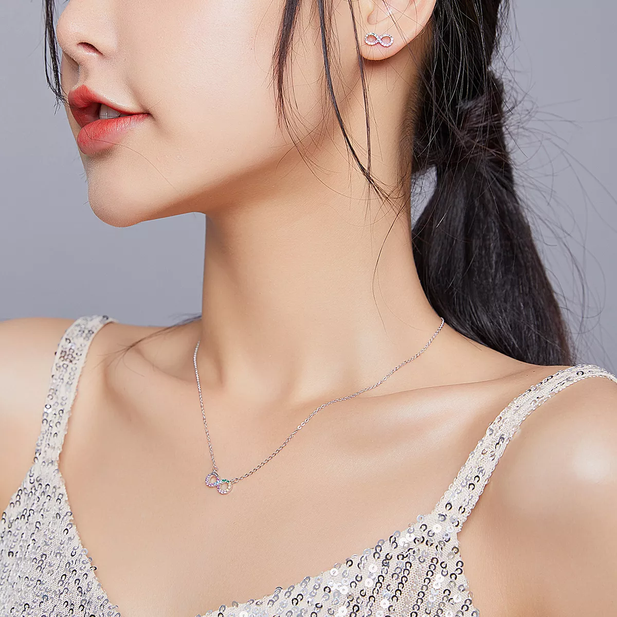 Conjunto de joias Dois tons Infinidade estilo Pandora - SET021