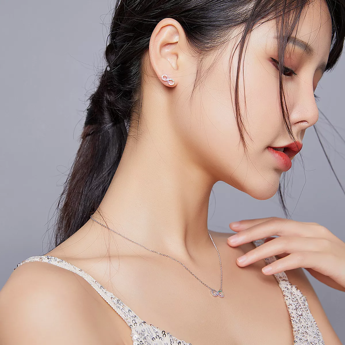 Conjunto de joias Dois tons Infinidade estilo Pandora - SET021