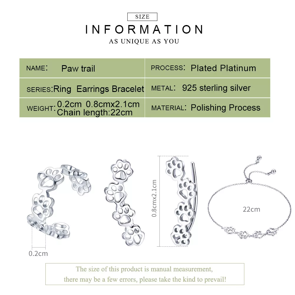 Conjunto de joias Dois tons Trilha da Pata estilo Pandora - SET011