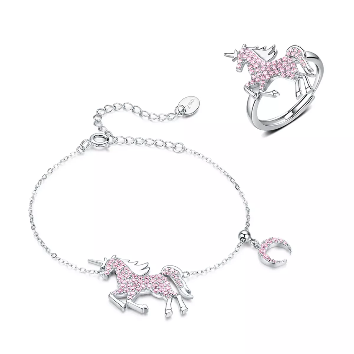 Conjunto de joias Dois tons Unicórnio fofo estilo Pandora - SET009 Conjunto de joias Dois tons Unicórnio fofo estilo Pandora - SET009