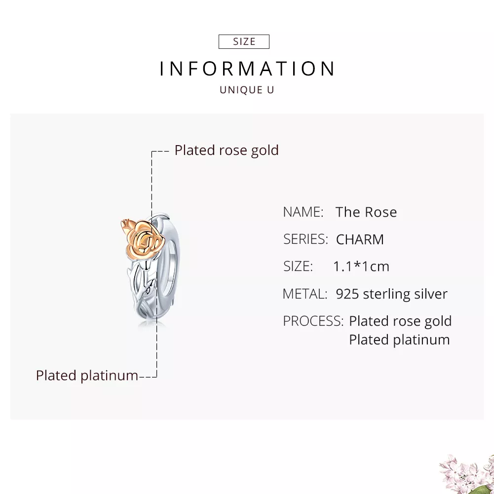 Separador Dois tons Lover Rose Flowers estilo Pandora - BSC146