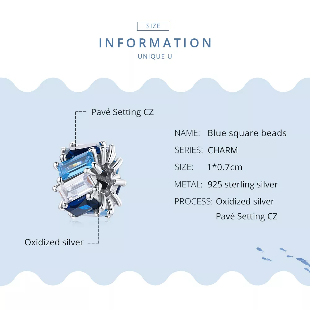 Separador Quadrado Azul estilo Pandora - SCC1806