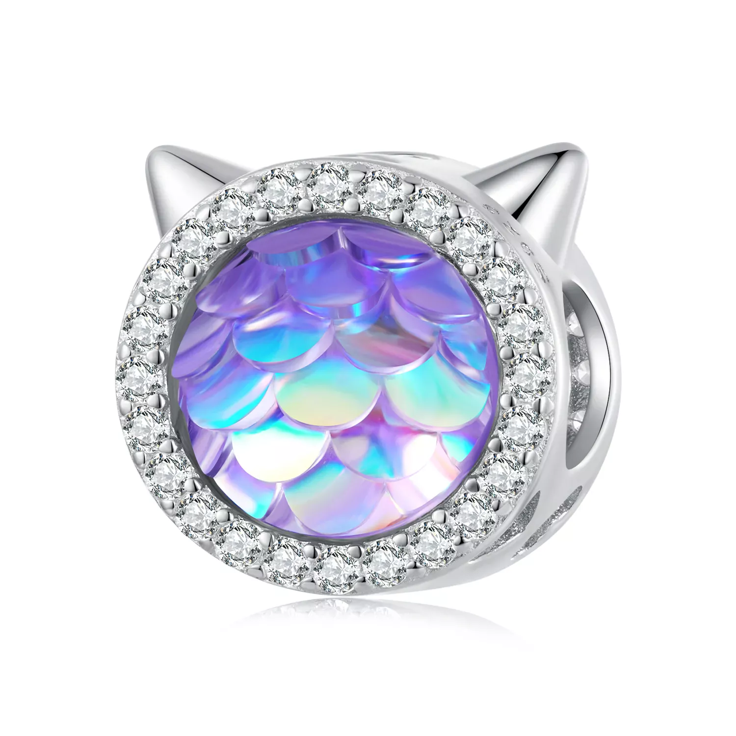 Pandora Style Cat Head Fish Scale Charm - BSC703 Pandora Style Cat Head Fish Scale Charm - BSC703