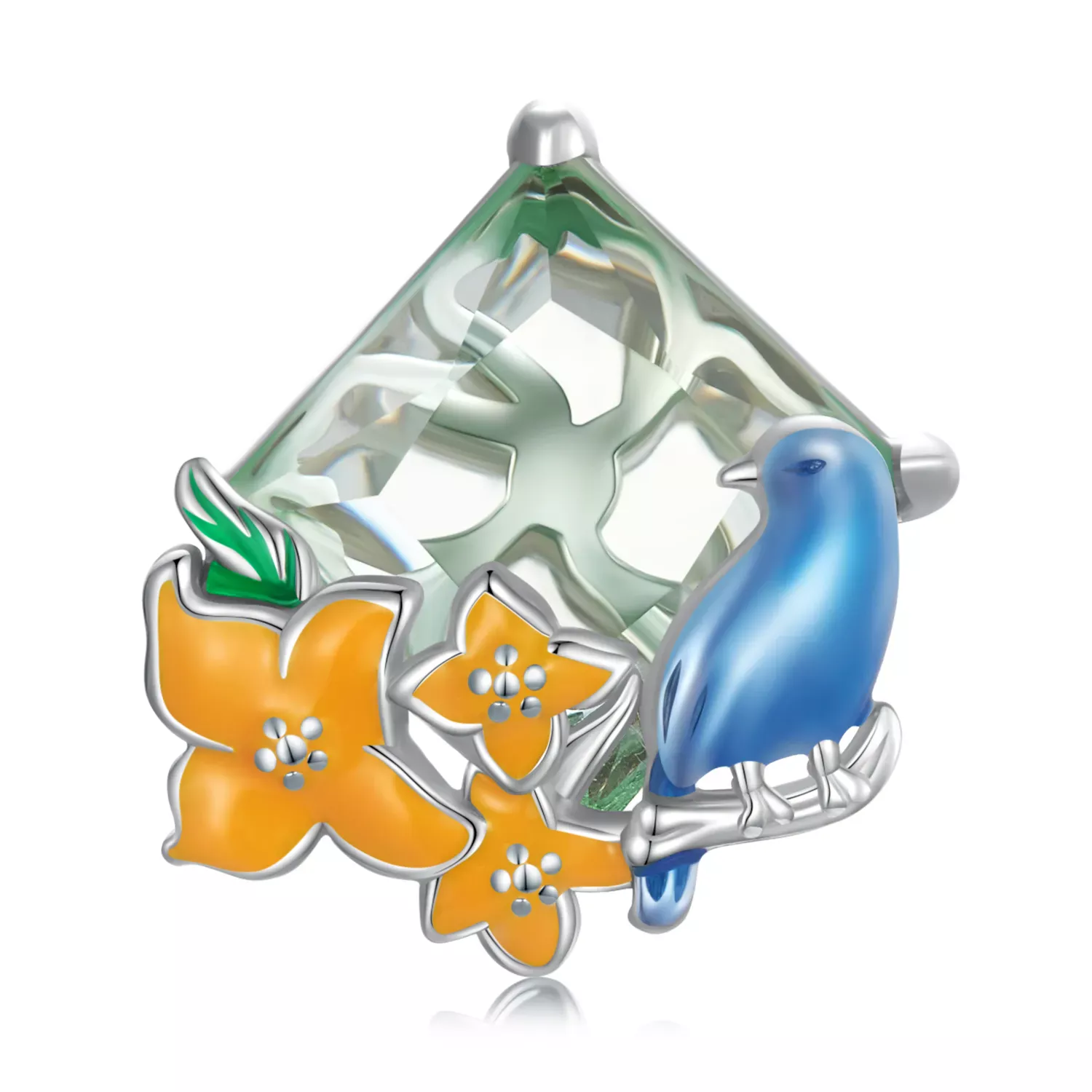 Pandora Style Flowers and Birds Charm - BSC646 Pandora Style Flowers and Birds Charm - BSC646