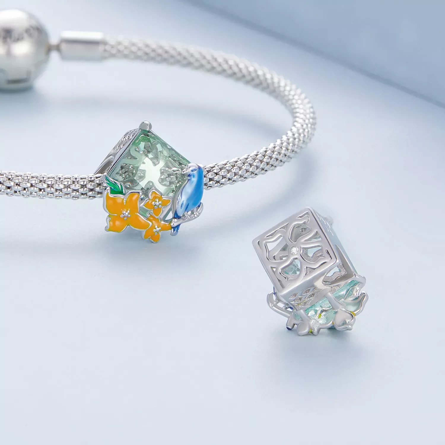 Pandora Style Flowers and Birds Charm - BSC646