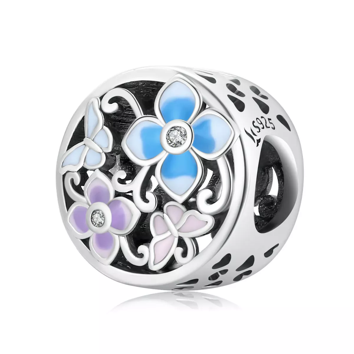 Pandora Style Flowers and Butterflies Charm - SCC2061 Pandora Style Flowers and Butterflies Charm - SCC2061