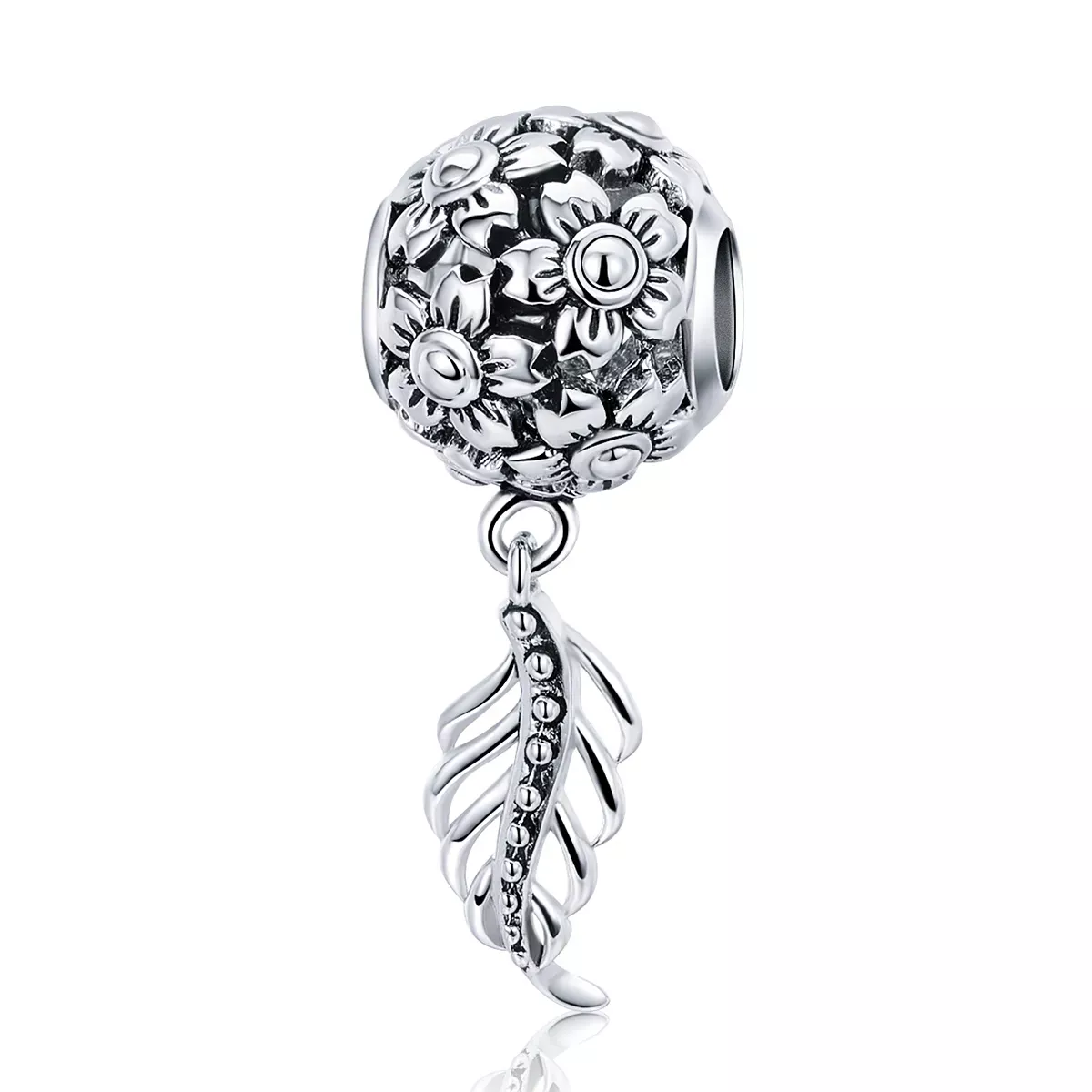 Pandora Style Flowers and Leaves Charm - SCC715 Pandora Style Flowers and Leaves Charm - SCC715