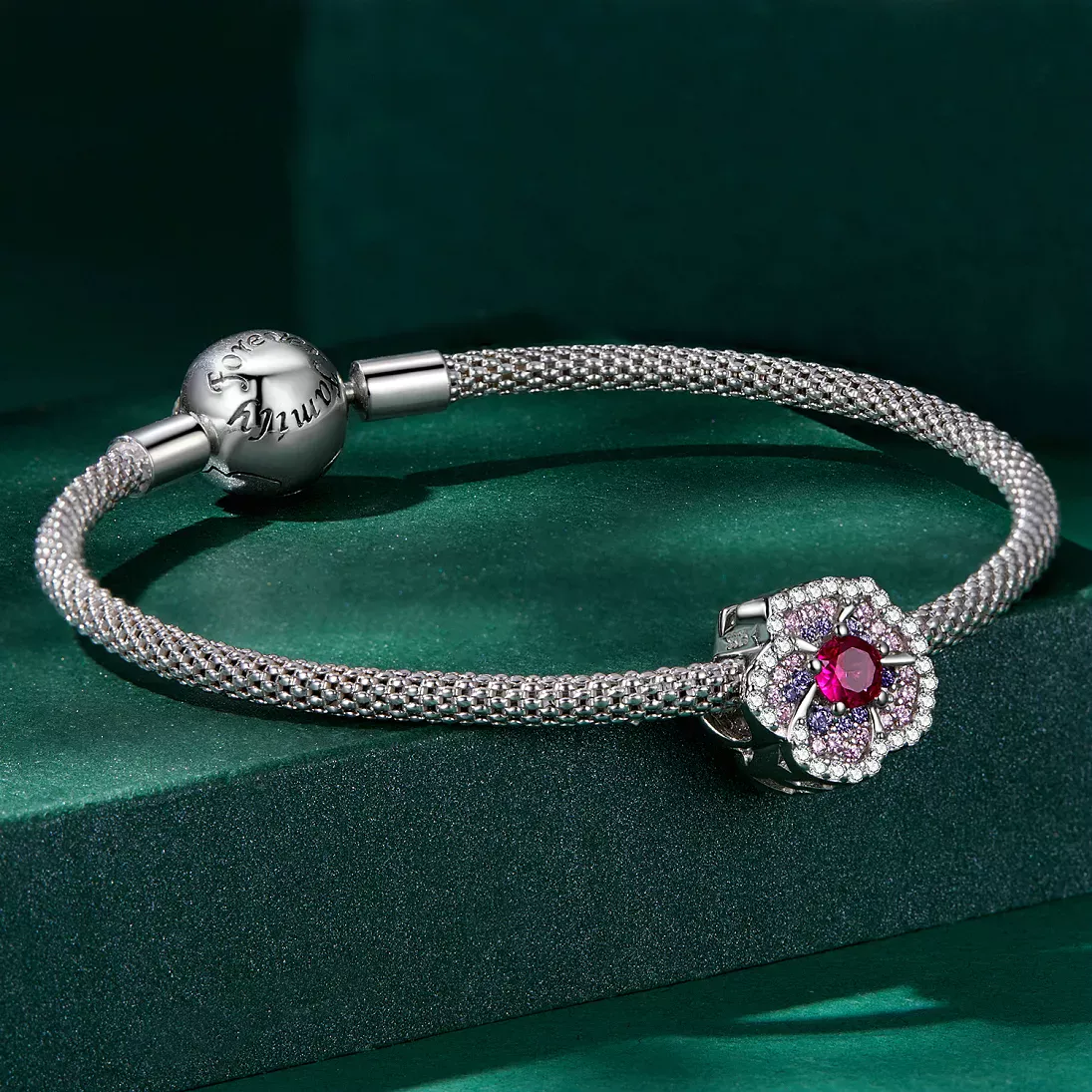 Pandora Style Gradient Flowers Charm - BSC625