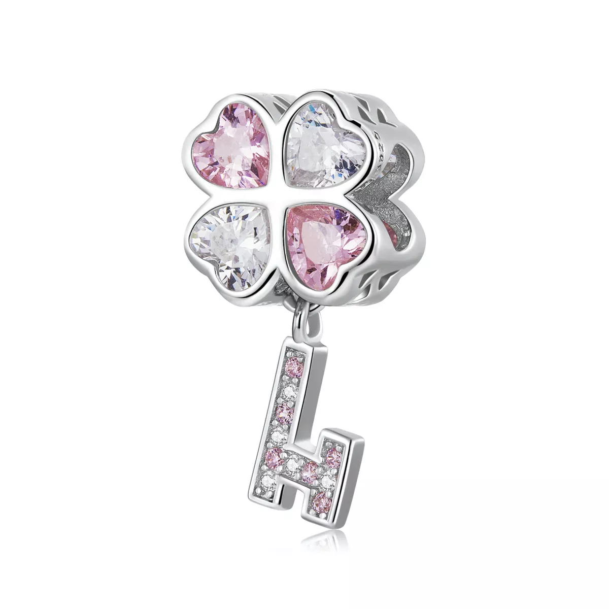 Pandora Style Heart Clover Key Charm - SCC2123 Pandora Style Heart Clover Key Charm - SCC2123
