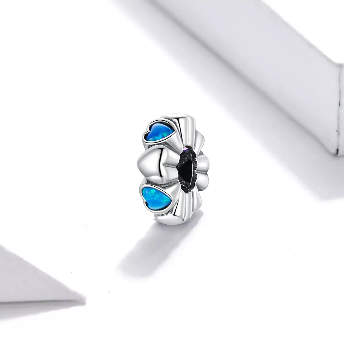 Pandora Style Heart Opal Spacer Charm - BSC435