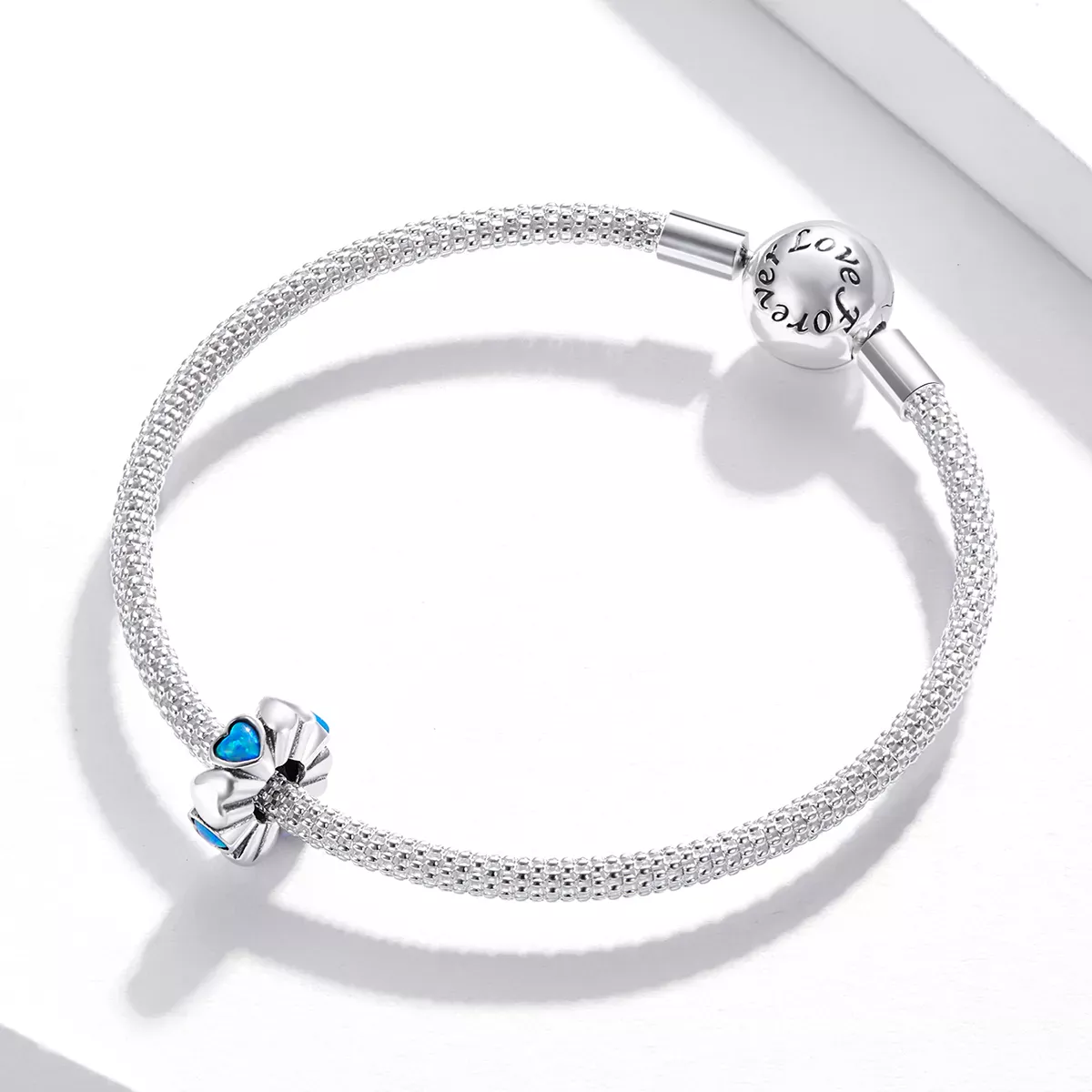 Pandora Style Heart Opal Spacer Charm - BSC435