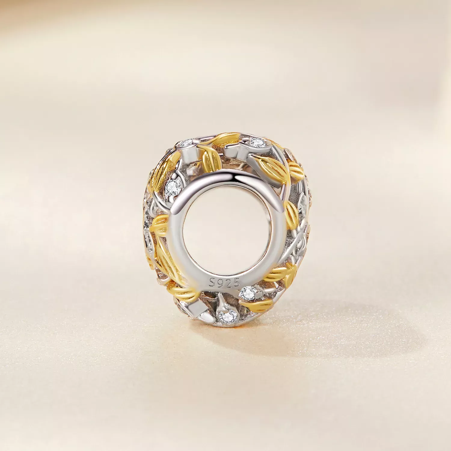 Pandora Style Heart Shaped Leaves Charm - BSC672