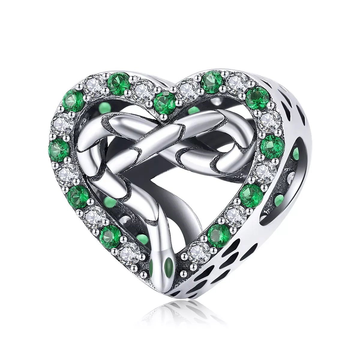 Pandora Style Heart Snake Charm - BSC507 Pandora Style Heart Snake Charm - BSC507