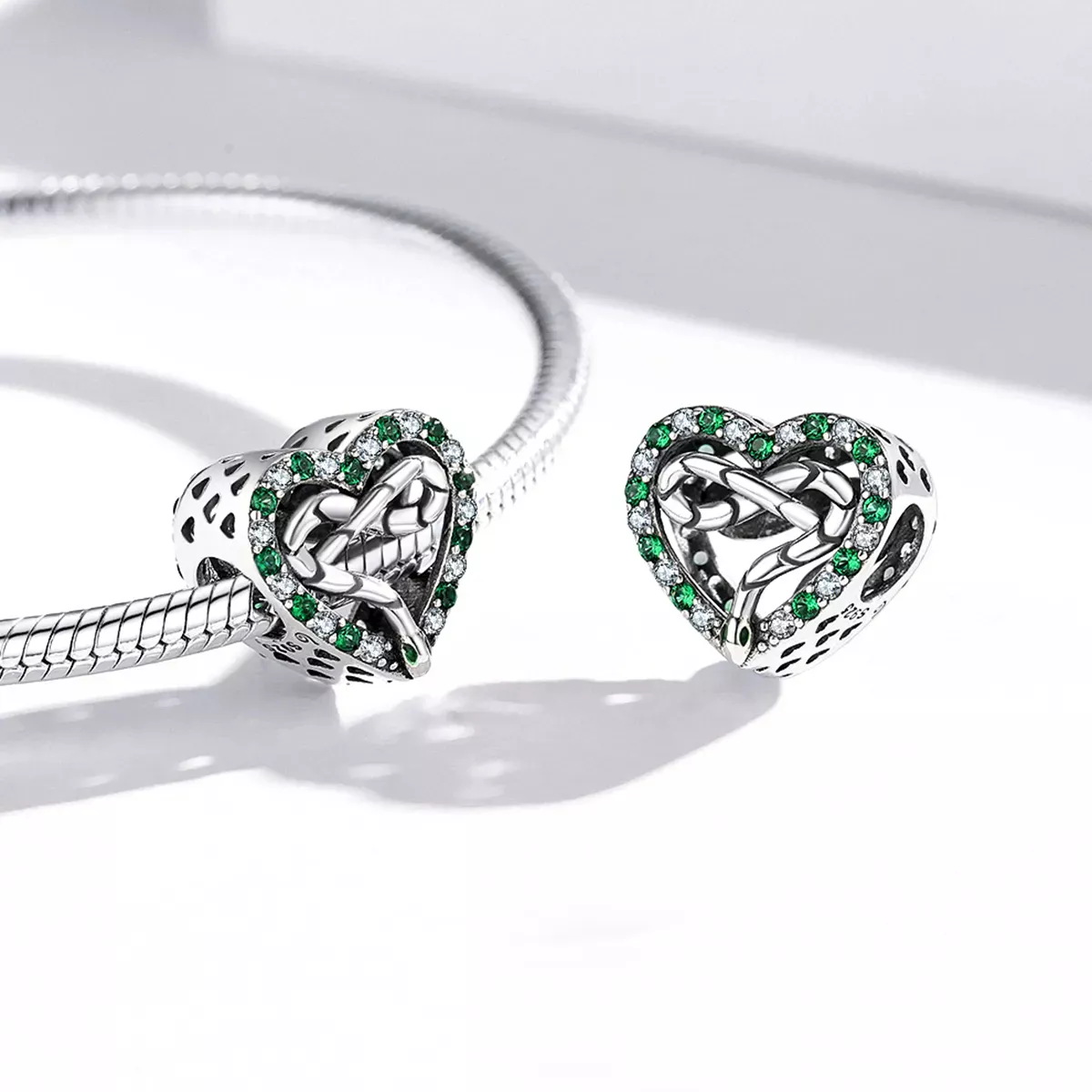 Pandora Style Heart Snake Charm - BSC507