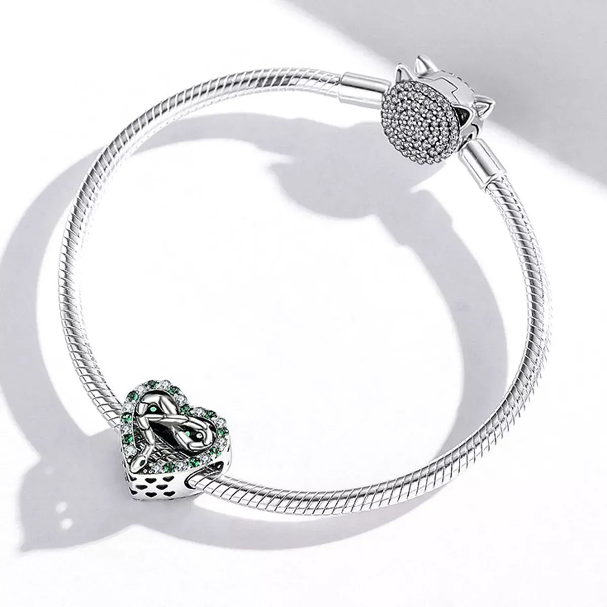 Pandora Style Heart Snake Charm - BSC507