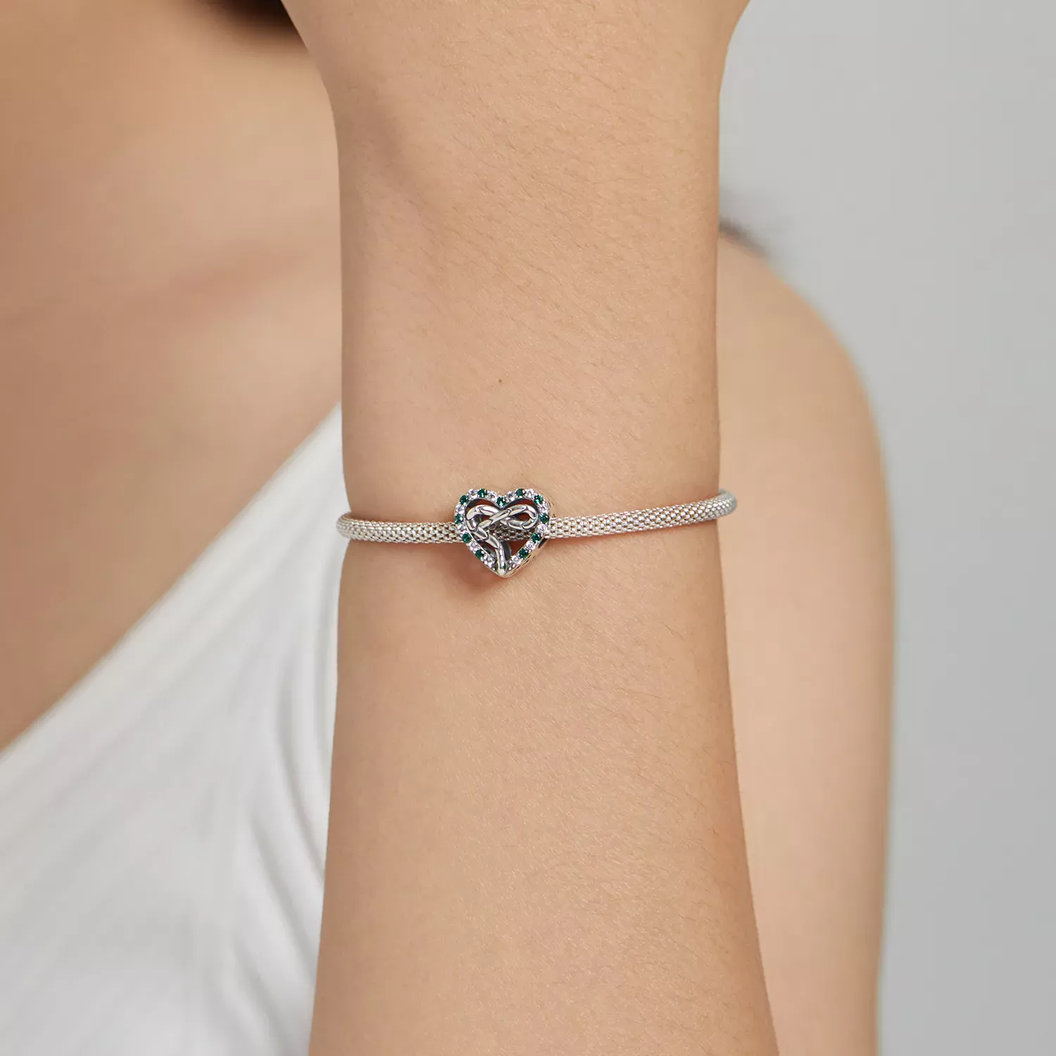 Pandora Style Heart Snake Charm - BSC507