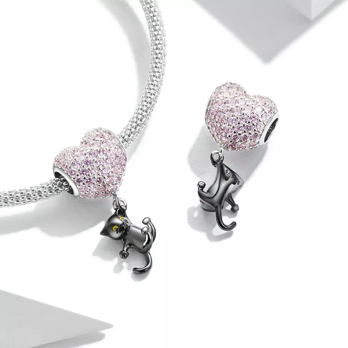 Pandora Style Love Balloon Black Cat Charm - SCC2115