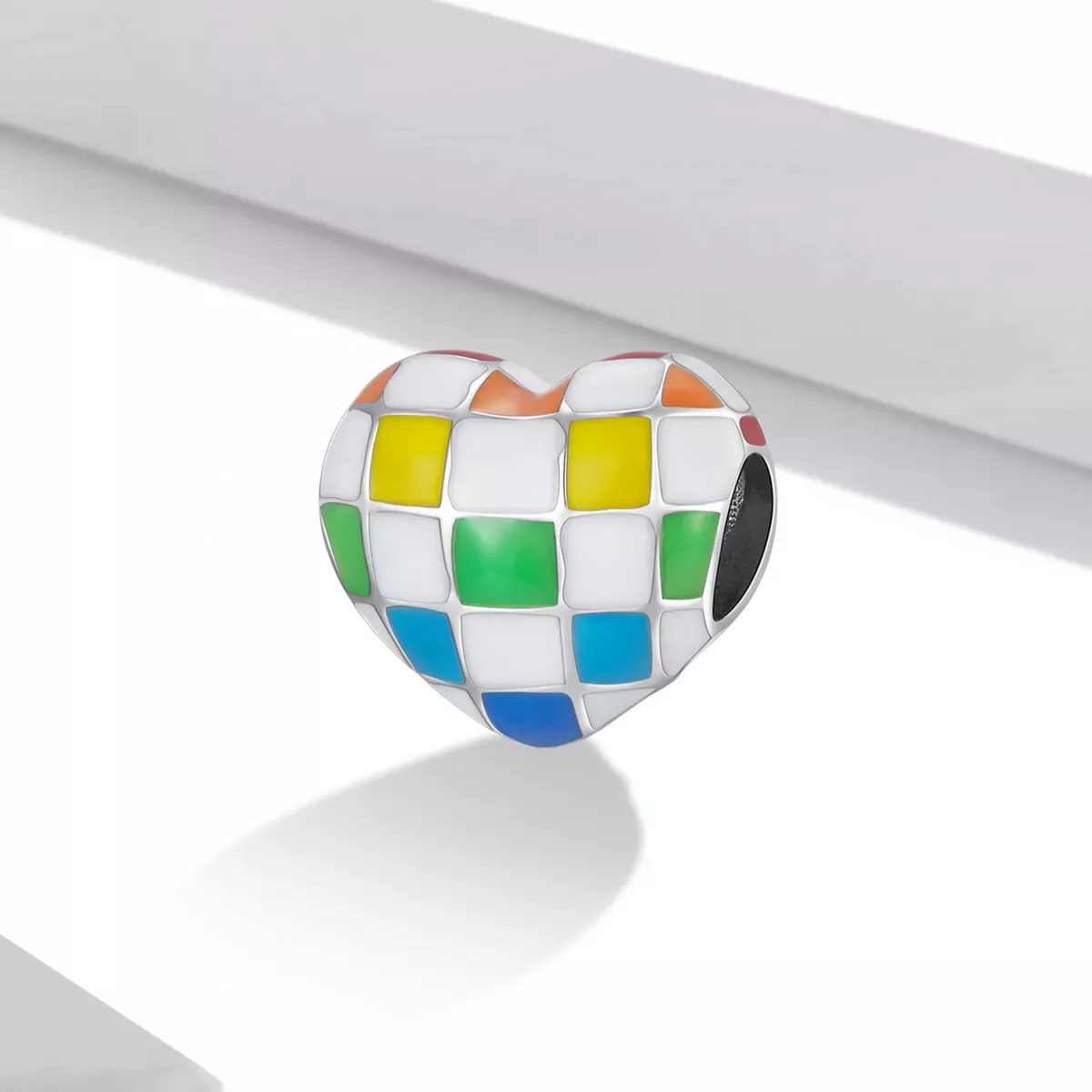 Pandora Style Love Rainbow Checkerboard Charm - SCC2131