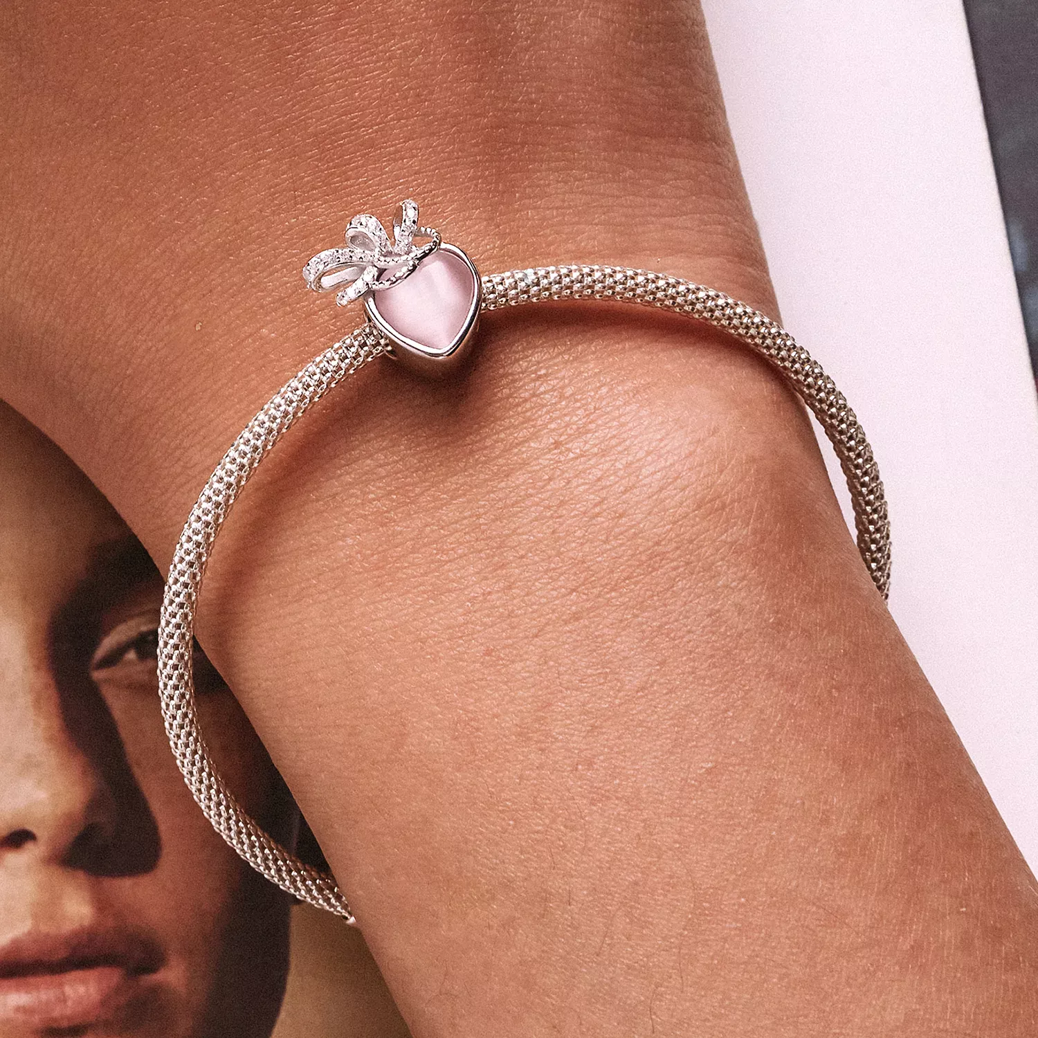 Pandora Style Pink Heart Charm - SCC2261