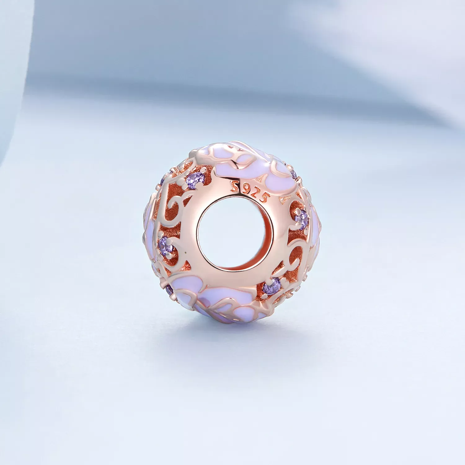 Pandora Style Purple Rose Charm - BSC644