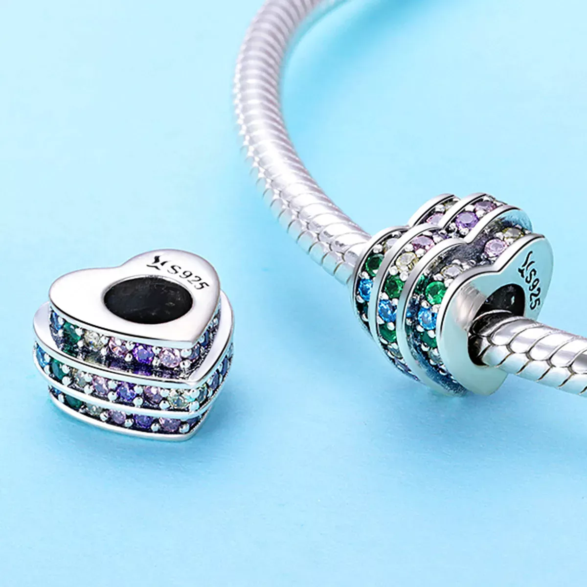 Pandora Style Rainbow Heart Charm - SCC725