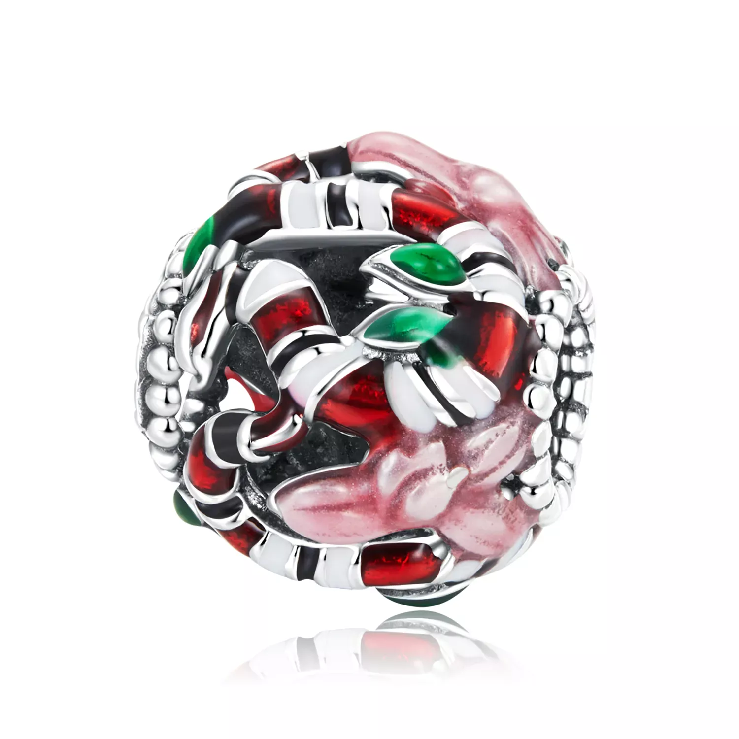 Pandora Style Snake Flower Charm - SCC2250