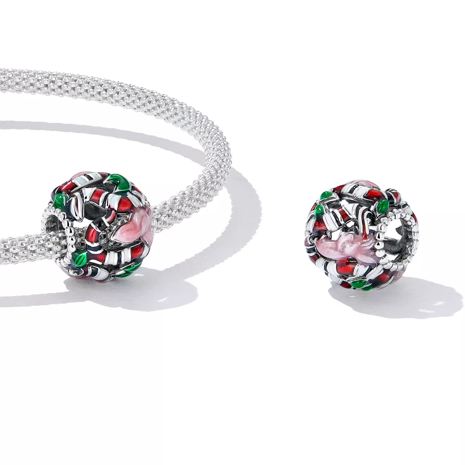 Pandora Style Snake Flower Charm - SCC2250