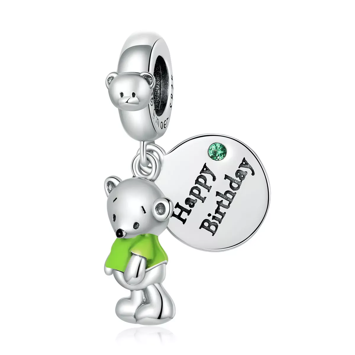 Pandora Style Birthday Bear Dangle - BSC560