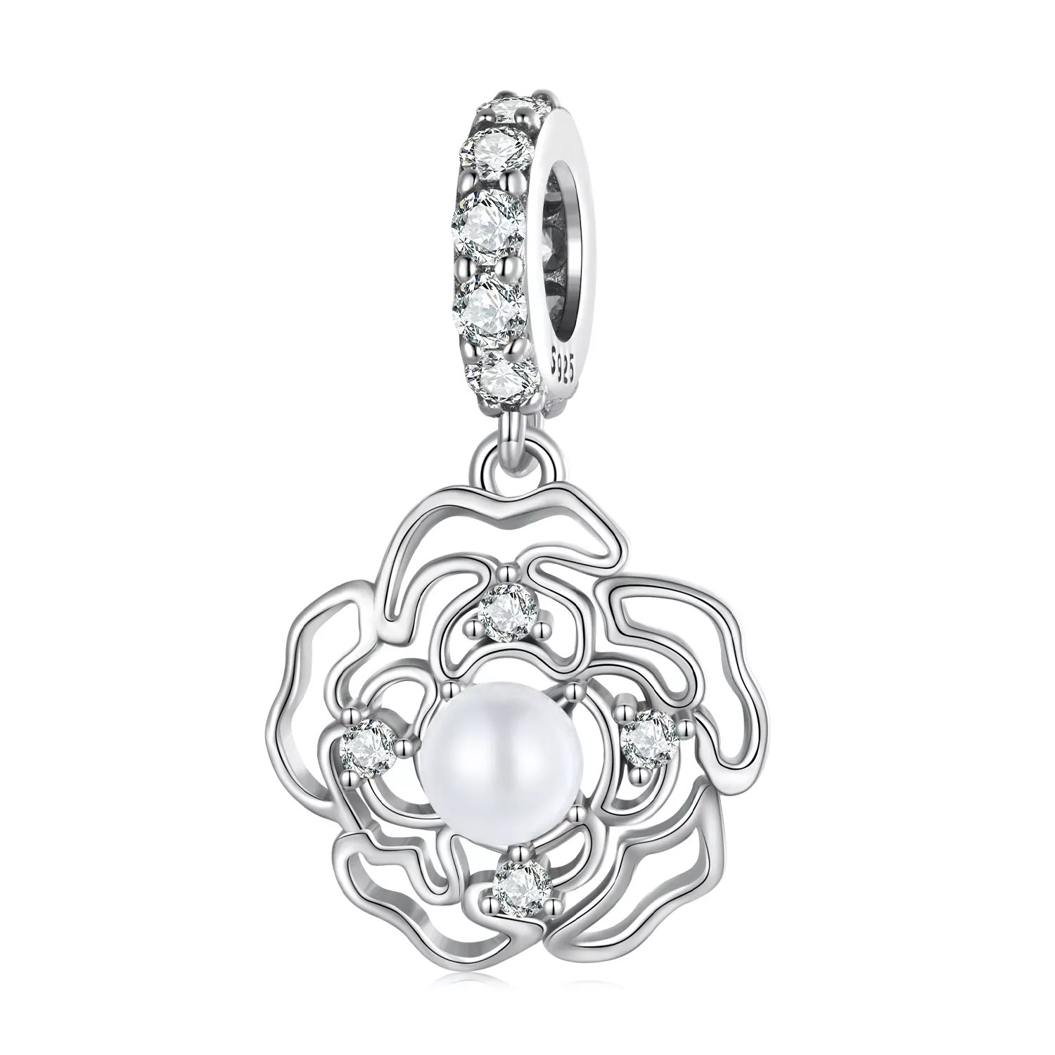 Pandora Style Camellia Dangle - BSC676