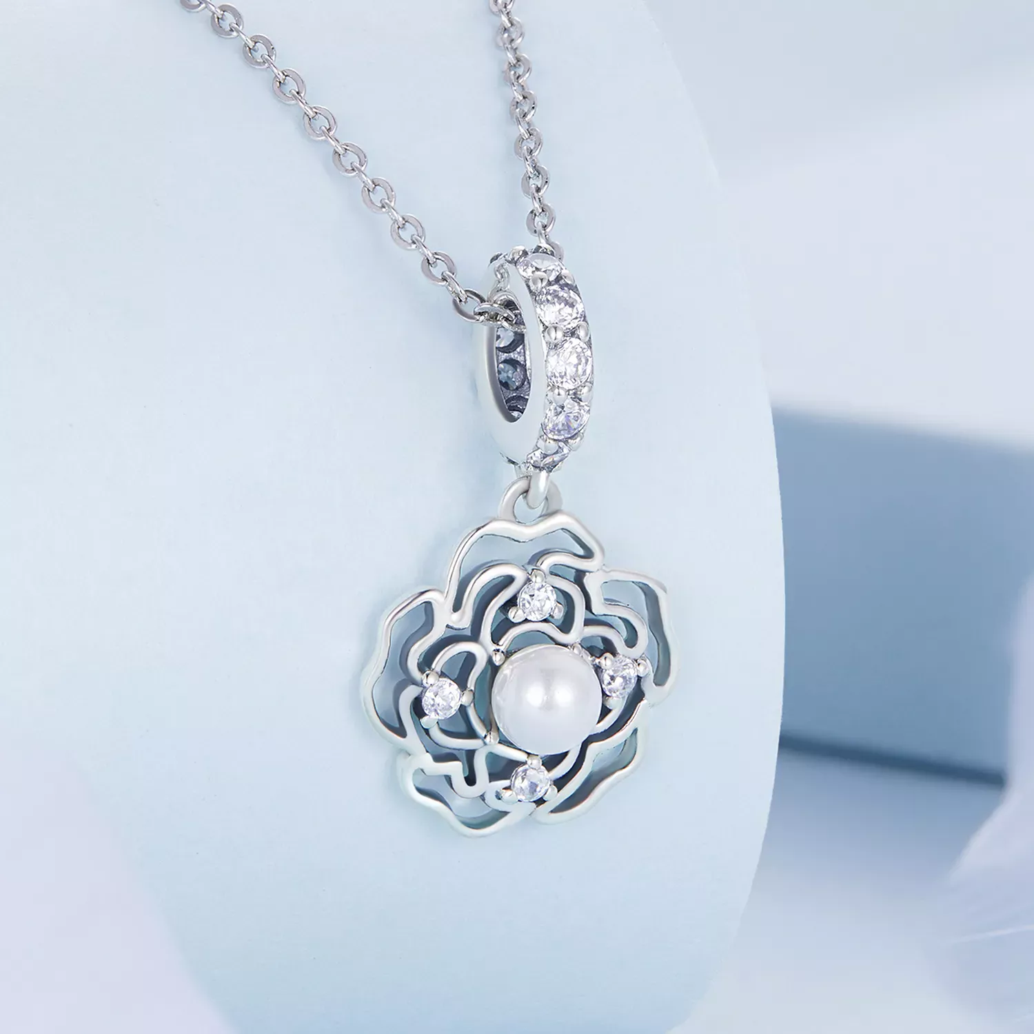 Pandora Style Camellia Dangle - BSC676