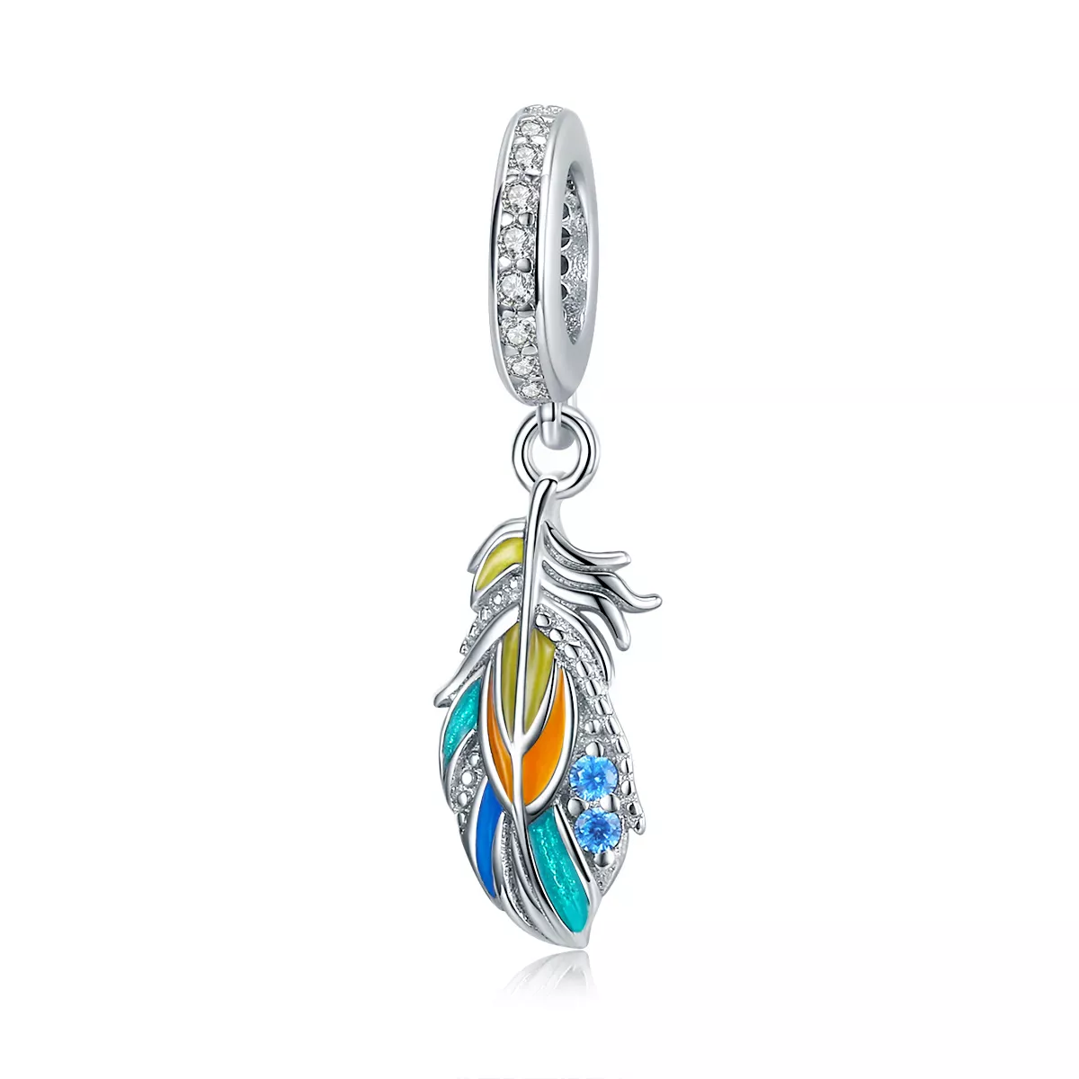Pandora Style Colorful Feathers Dangle - BSC304 Pandora Style Colorful Feathers Dangle - BSC304