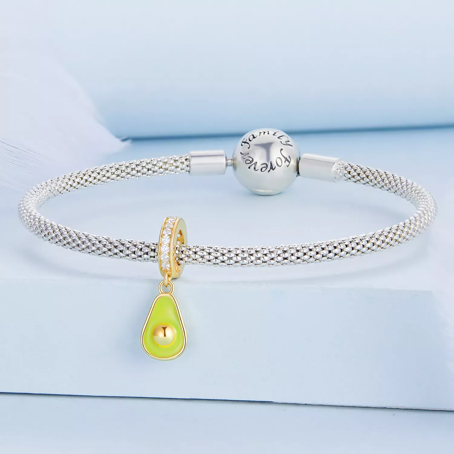 Pandora Style Creamy Avocado Dangle - BSC679