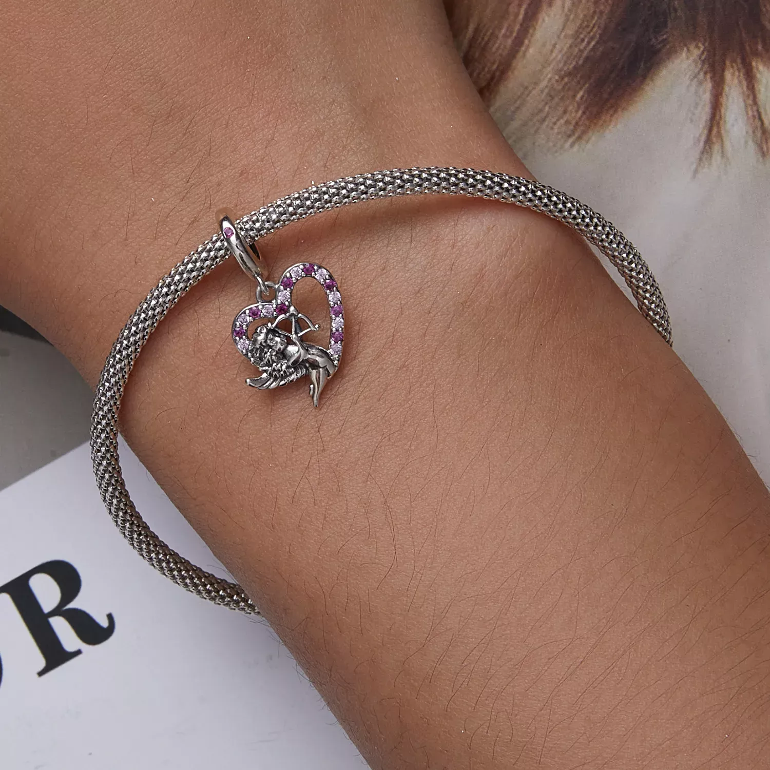 Pandora Style Cupid Heart Dangle - SCC2324