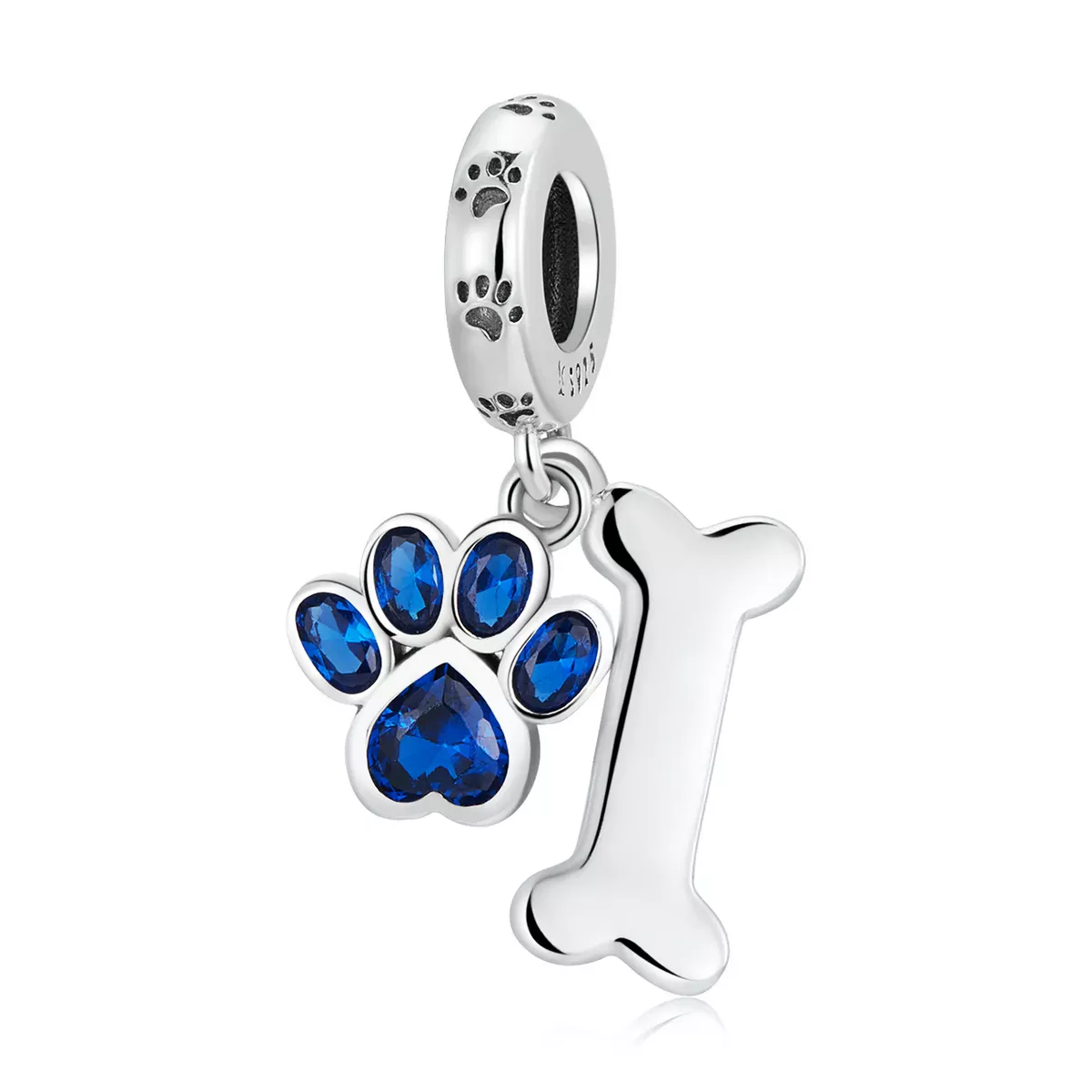 Pandora Style Dog Paw Bone Dangle - SCC2127 Pandora Style Dog Paw Bone Dangle - SCC2127