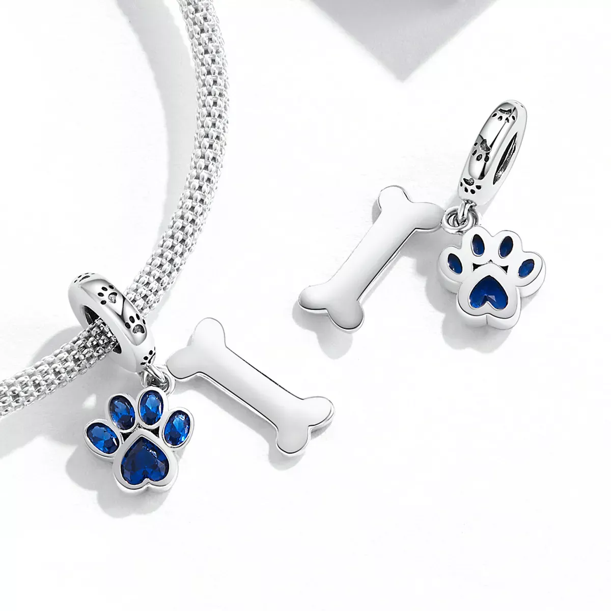 Pandora Style Dog Paw Bone Dangle - SCC2127