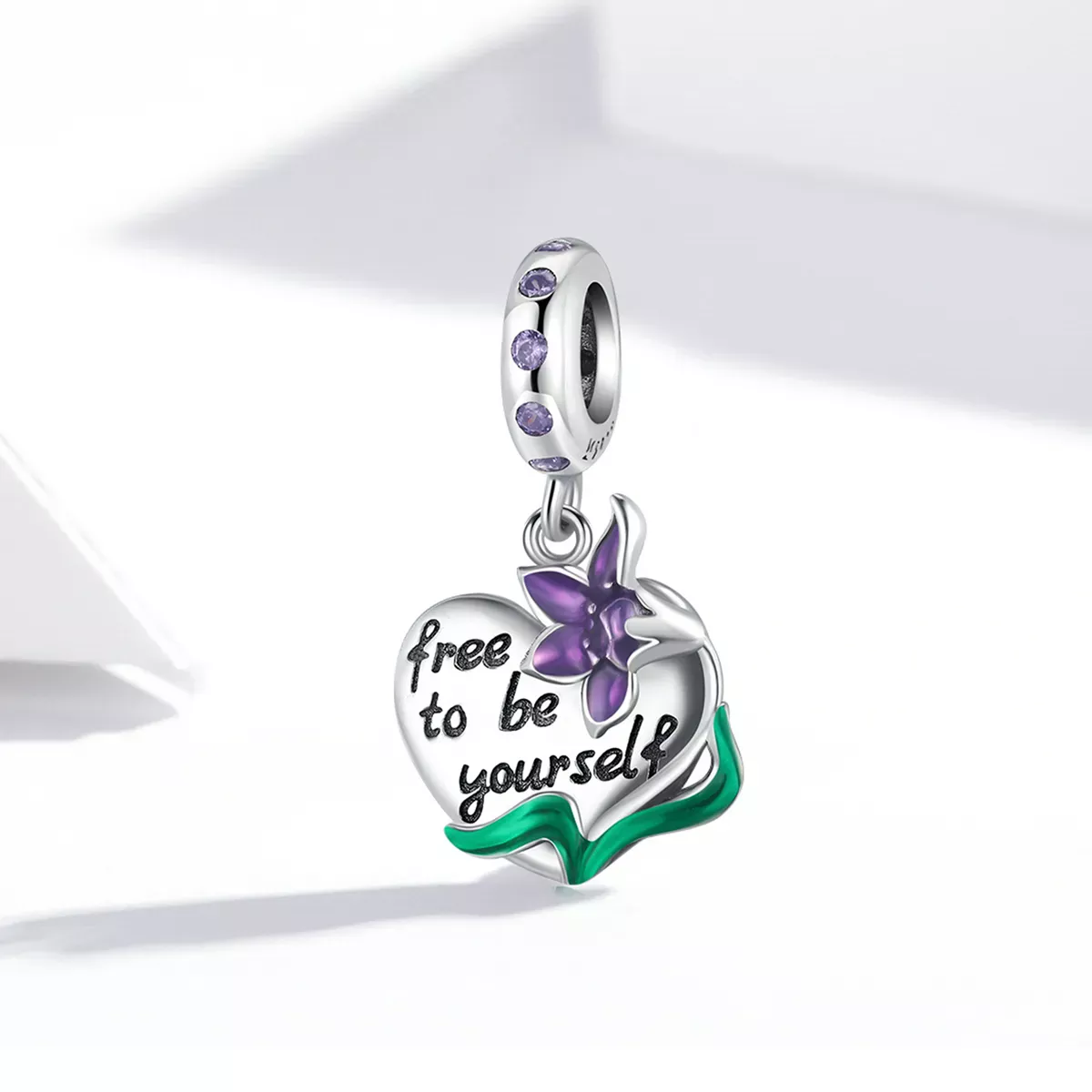 Pandora Style Feminine Power-Love Purple Iris Dangle - SCC2143