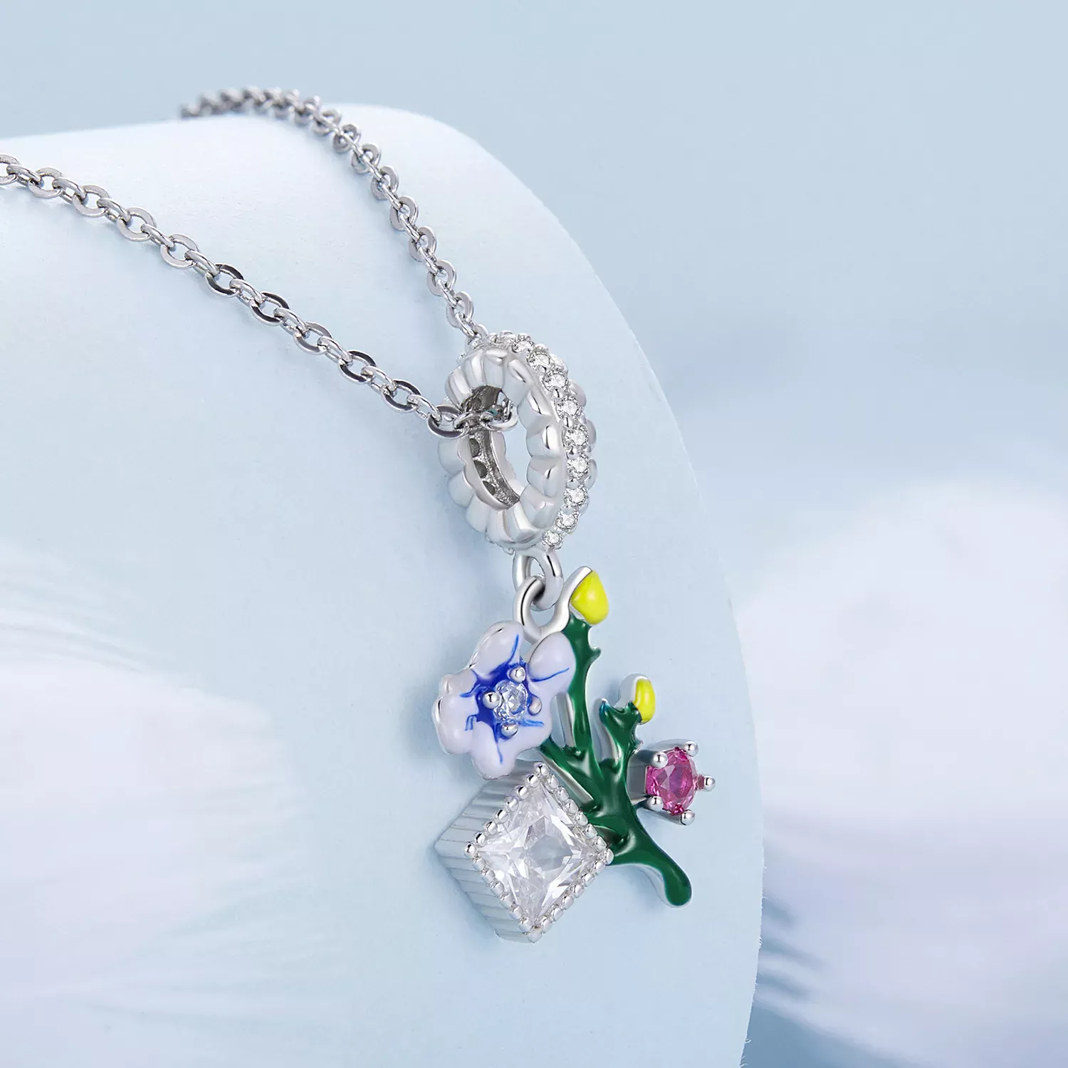 Pandora Style Flowers Dangle - BSC645