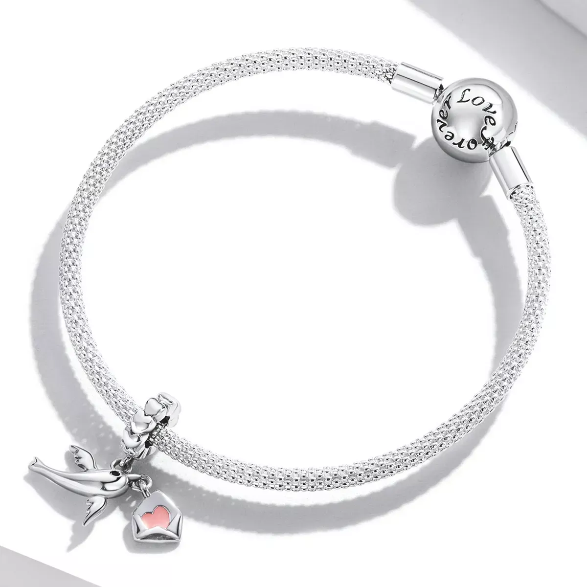 Pandora Style Flying Pigeon Love Letter Dangle - BSC573