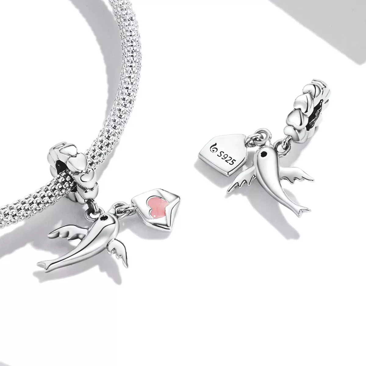 Pandora Style Flying Pigeon Love Letter Dangle - BSC573