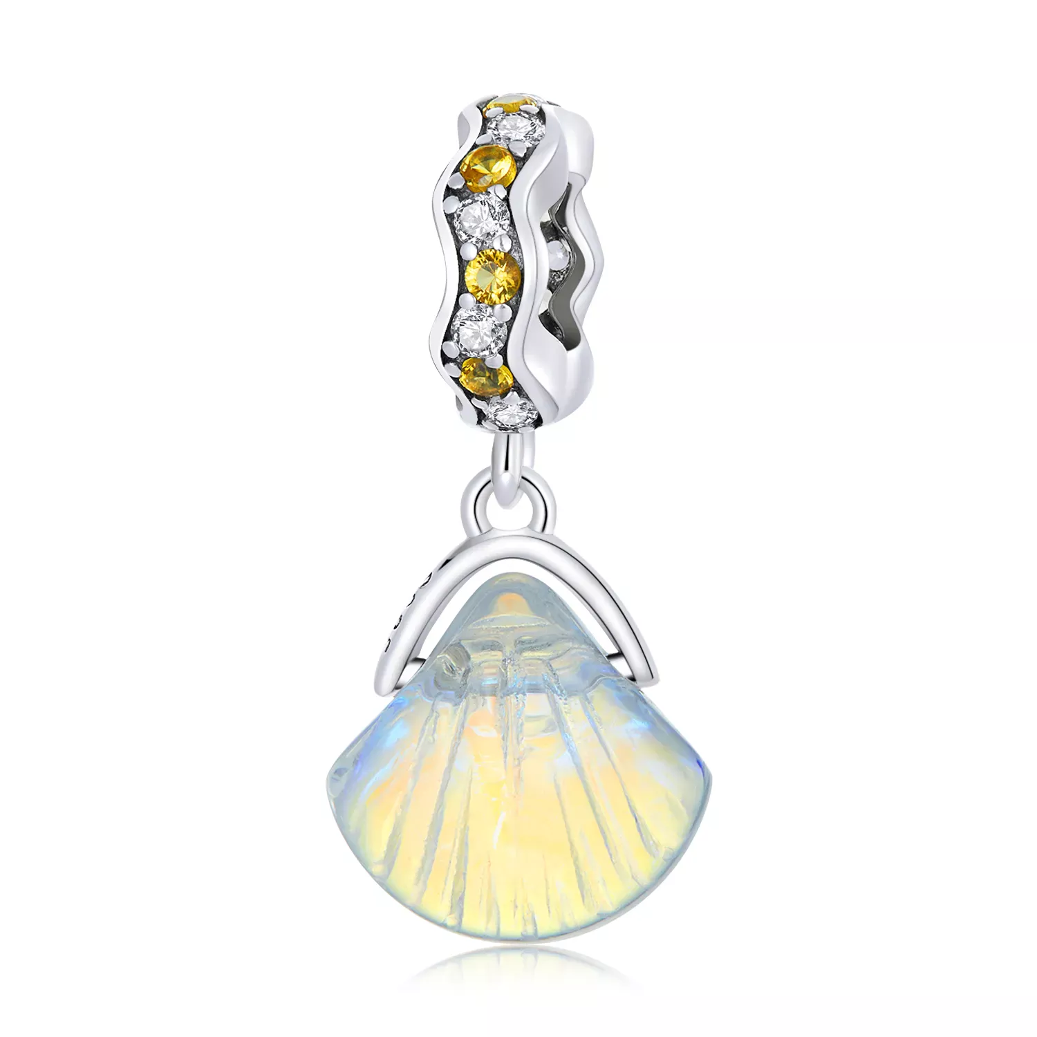 Pandora Style Glass Shell Dangle - SCC2211