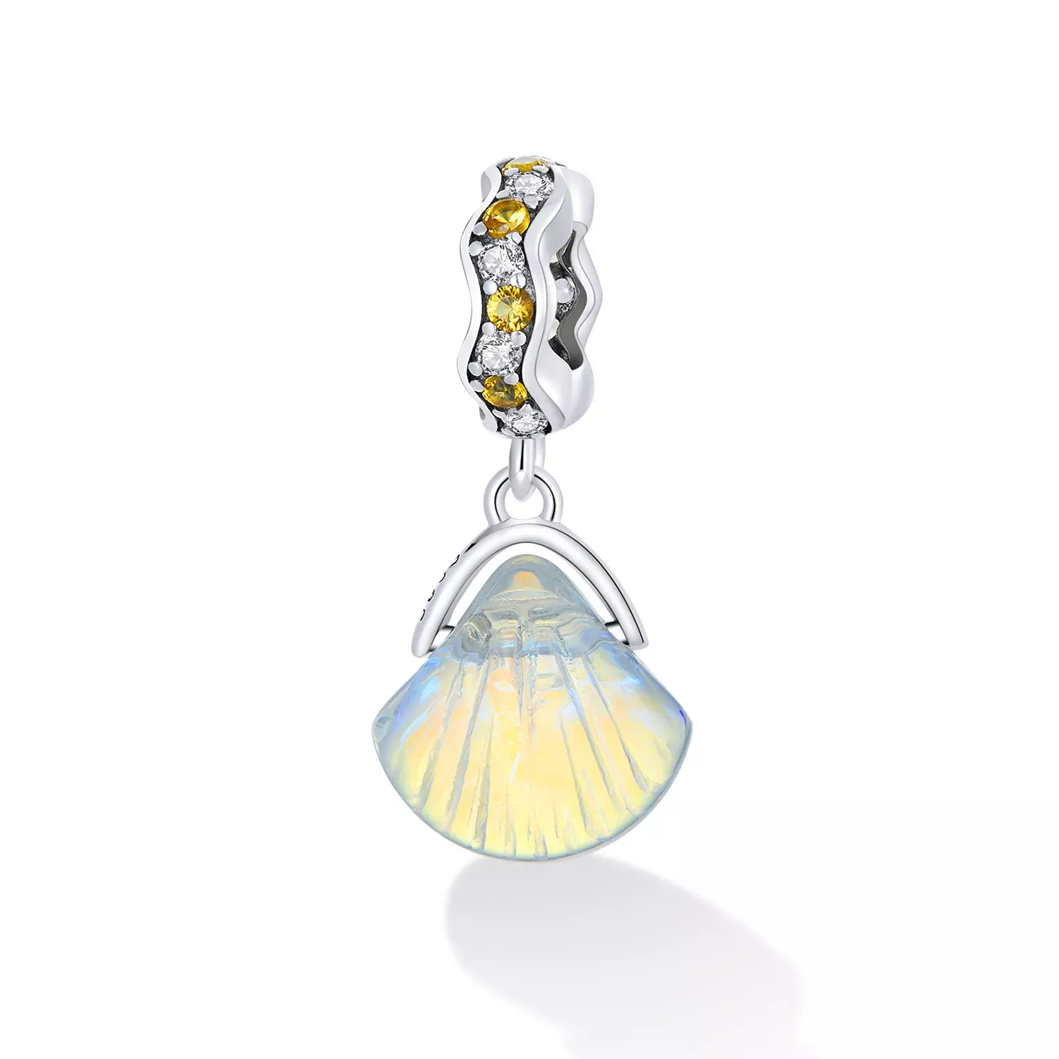 Pandora Style Glass Shell Dangle - SCC2211