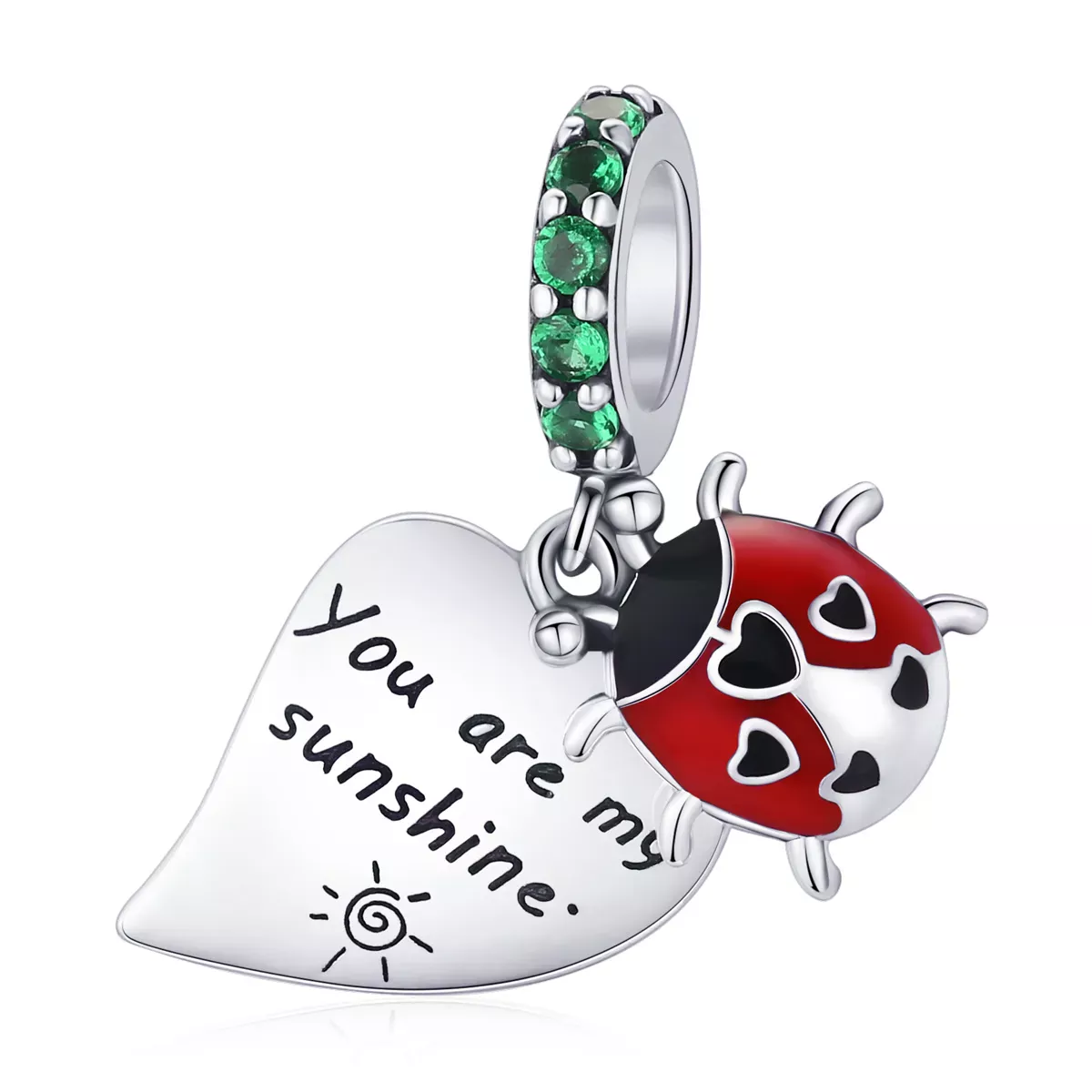 Pandora Style Ladybug with Leaves Dangle - BSC492 Pandora Style Ladybug with Leaves Dangle - BSC492