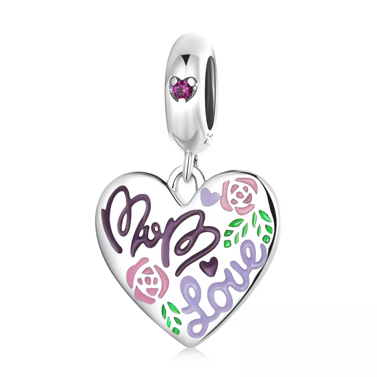 Pandora Style Mother's Day - Colorful Graffiti Hearts Dangle - BSC594 Pandora Style Mother's Day - Colorful Graffiti Hearts Dangle - BSC594