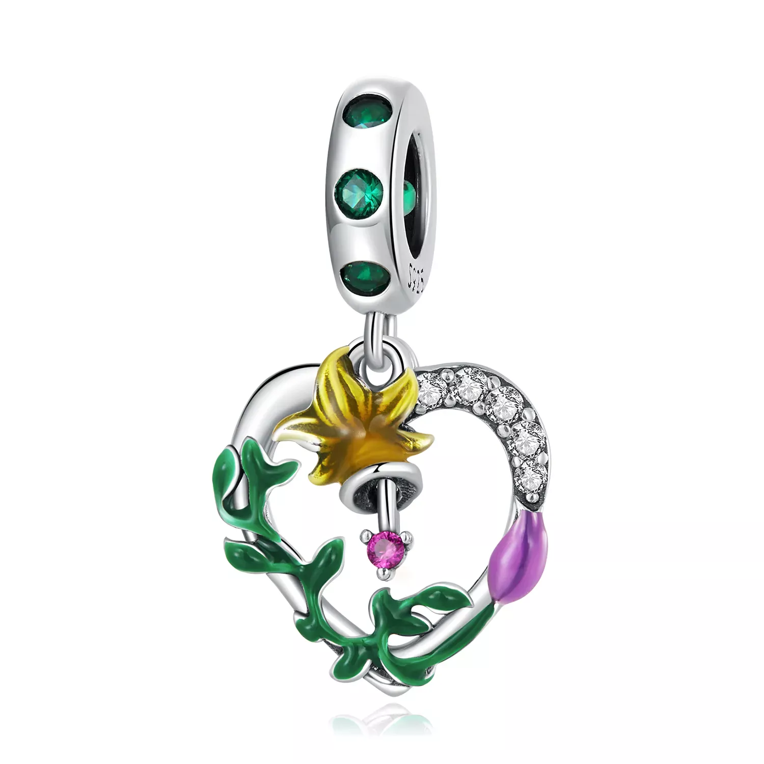 Pandora Style Openwork Love Flowers Dangle - SCC2249 Pandora Style Openwork Love Flowers Dangle - SCC2249